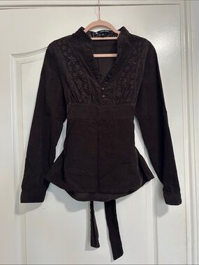 Vintage-Inspired Embroidered Black Women's Tunic Top